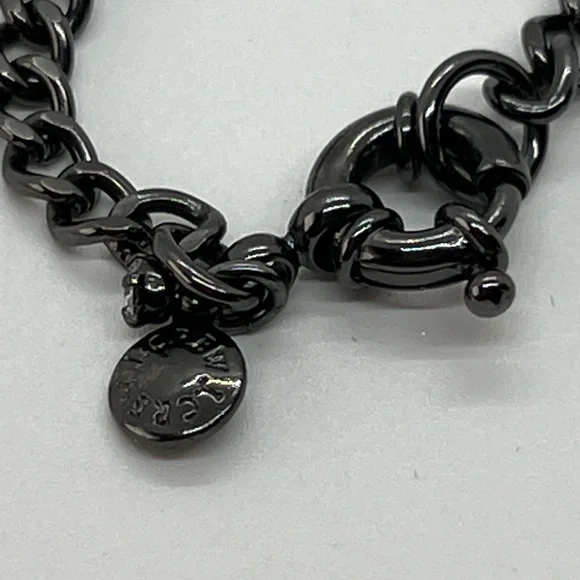 J Crew Beaded Station Faux Pearl Gun Metal Silver Tone Long Necklace Approx 31” - Picture 8 of 8